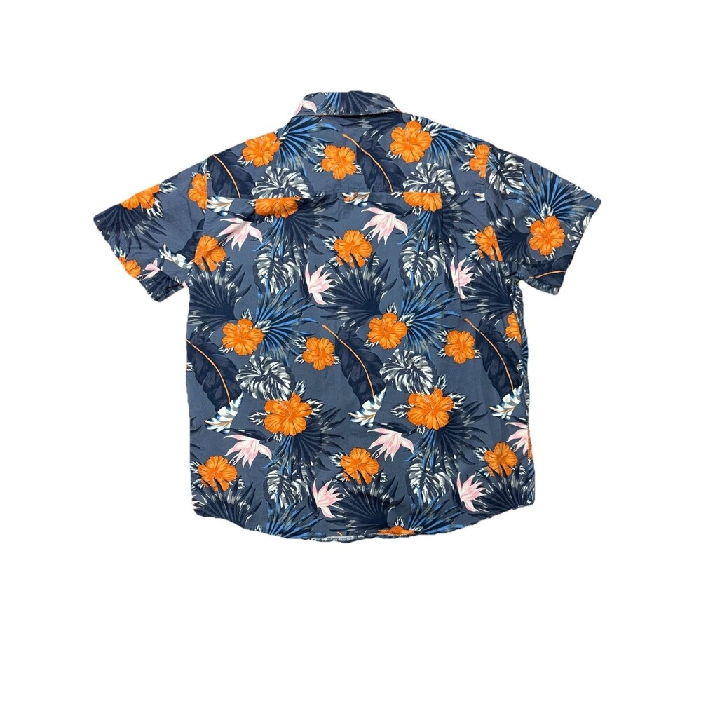 Hurley Hawaiian Shirt Men’s XL Navy Blue Orange Hibiscus Aloha Surf Flor… - Picture 4 of 4